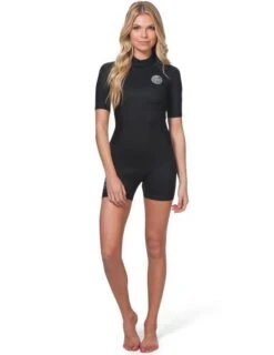 Rip Curl Wetsuit Dawn Patrol Short Sleeve Springsuit In Black Wetsuit Womens