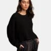 RVCA Louder Ribbed Knit In Black Sweater