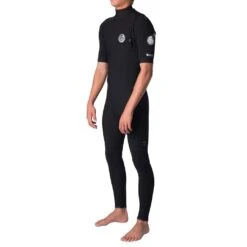 Rip Curl E Bomb Short Sleeve Full Zip Free In Black Wetsuit