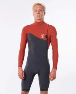 Rip Curl E-Bomb Long Sleeve Zip Free Springsuit In Terracotta Wetsuit