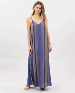 Rip Curl Golden Days Stripe Maxi In Blue Dress