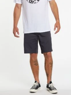 Volcom Frickin Elastic Waist In Charcoal Shorts