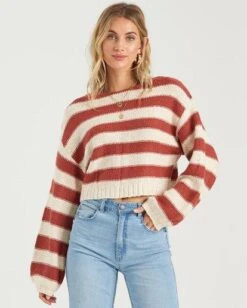 Billabong Seeing Stripes In Brick (Brk) Sweater