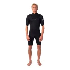 Rip Curl Dawn Patrol Short Sleeve Springsuit Chest Zip In Black Wetsuit