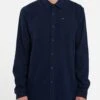 Volcom Caden Solid In Navy Blue (Nvy) Shirt -Tide And Style HS1606771237