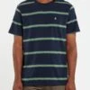 Volcom Da Fino Stripe Crew In Navy Blue (Nvy) Shirt