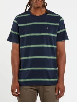 Volcom Da Fino Stripe Crew In Navy Blue (Nvy) Shirt