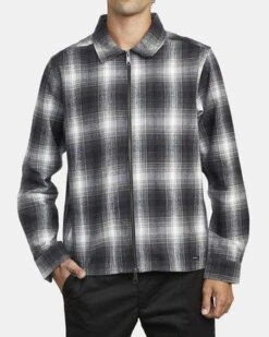 RVCA Subterranean Zip Flannel In Smoke (Smk) Shirt