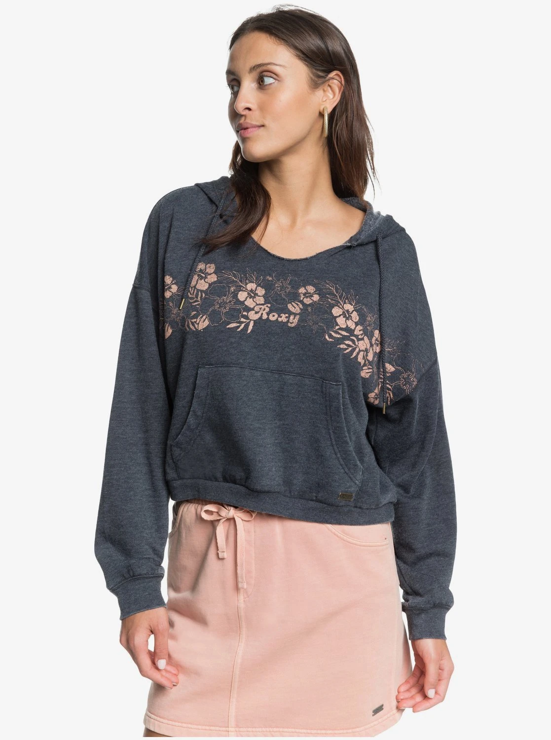 Roxy Pray For Waves Cropped Hoodie In Anthracite (Kvj0) Sweatshirt 3 Roxy Pray For Waves Cropped Hoodie In Anthracite (Kvj0) Sweatshirt