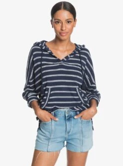 Roxy Sunrise Surf Hoodie In Mood Indigo Horiz Will Stripes (Xbwb) Sweatshirt
