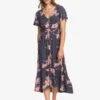 Roxy Bright Daylight Short Sleeve Maxi In Mood Indigo Vertigo (Bsp6) Dress -Tide And Style HS1611690033