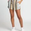 RVCA Juno Striped High Rise In Brown Shorts 1 RVCA Juno Striped High Rise In Brown Shorts -Tide And Style HS1611795289