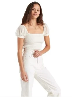 Billabong Save Honeysuckle Top In White Shirt