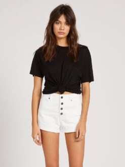 Volcom Vol Stone Elastic Waist In White Shorts