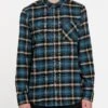 Volcom Caden Plaid Long Sleeve Flannel In Blue Shirt -Tide And Style HS1612484495