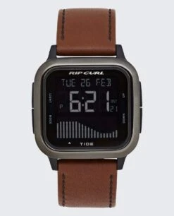 Rip Curl Next Tide Surf Leather In Gunmetal Watch