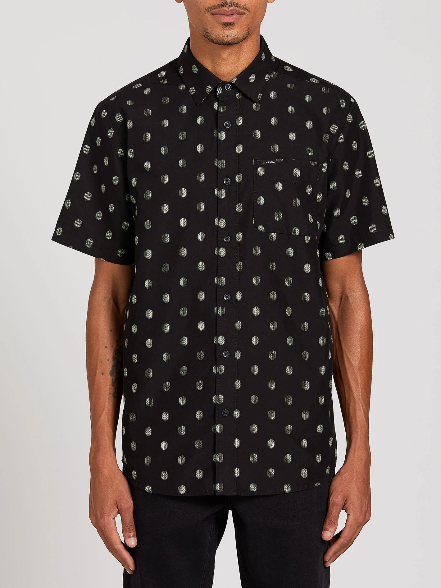 Volcom Macro Dot In Black Woven Shirt 3 Volcom Macro Dot In Black Woven Shirt