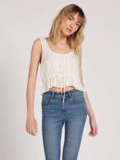 Volcom Anytime N Place Cami In White Tank Top