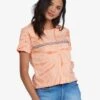 Roxy Palm Stripe In Coral Shirt -Tide And Style HS1617917283