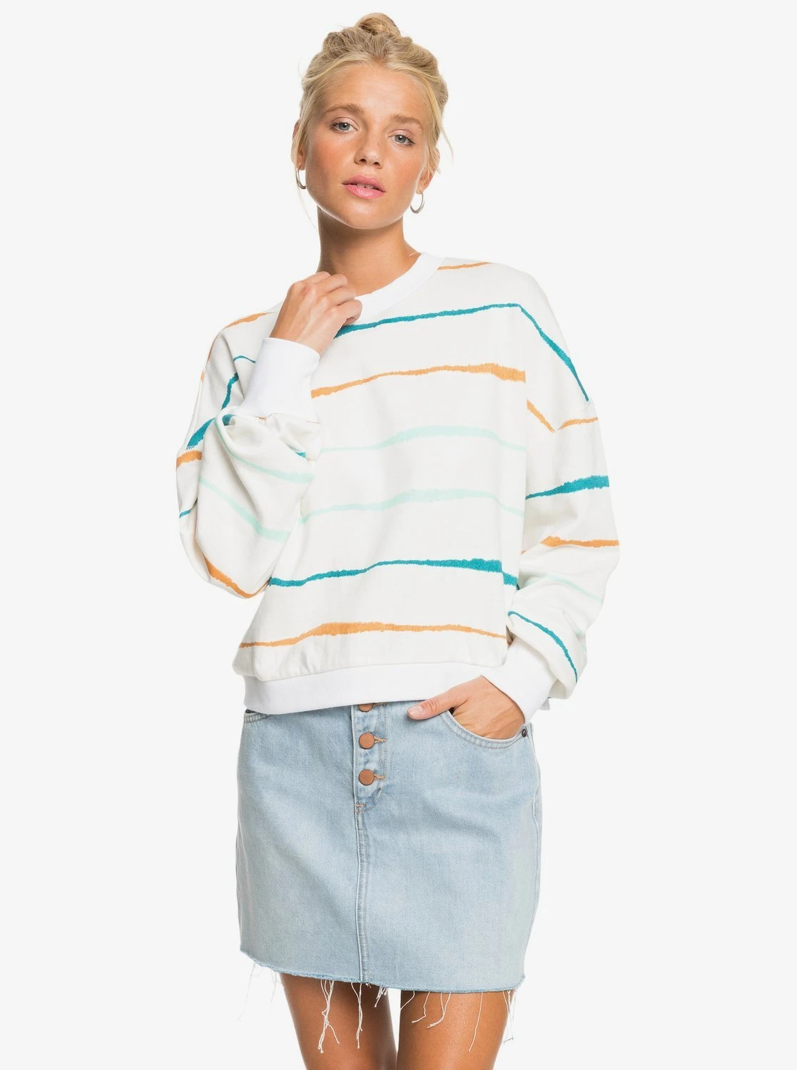 Roxy Bay Rolling In White Sweatshirt 3 Roxy Bay Rolling In White Sweatshirt