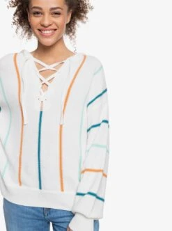 Roxy Bay Of Rainbows Hoodie In White Sweater