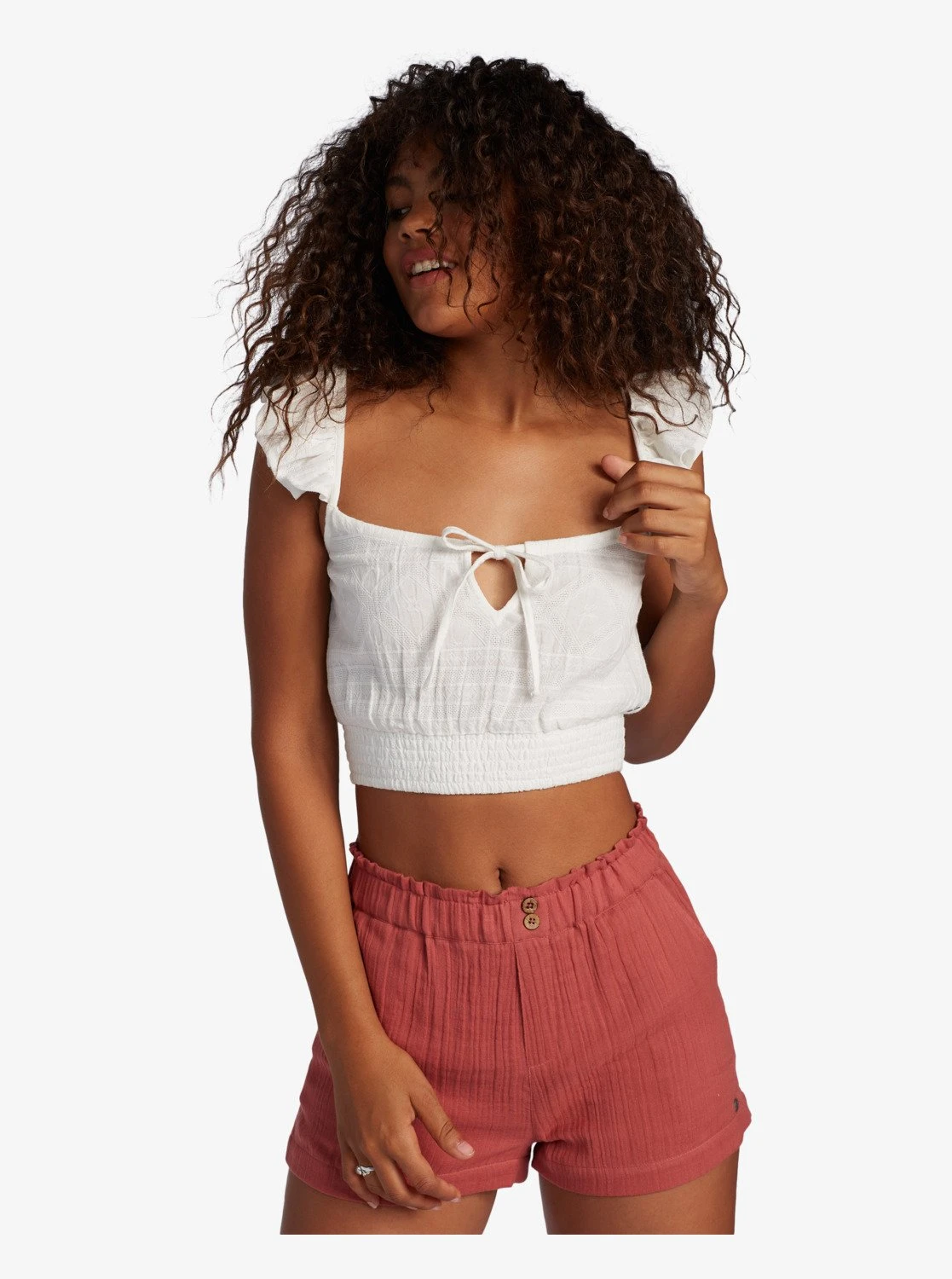 Roxy High Surprise Strappy Crop In White Tank Top 3 Roxy High Surprise Strappy Crop In White Tank Top