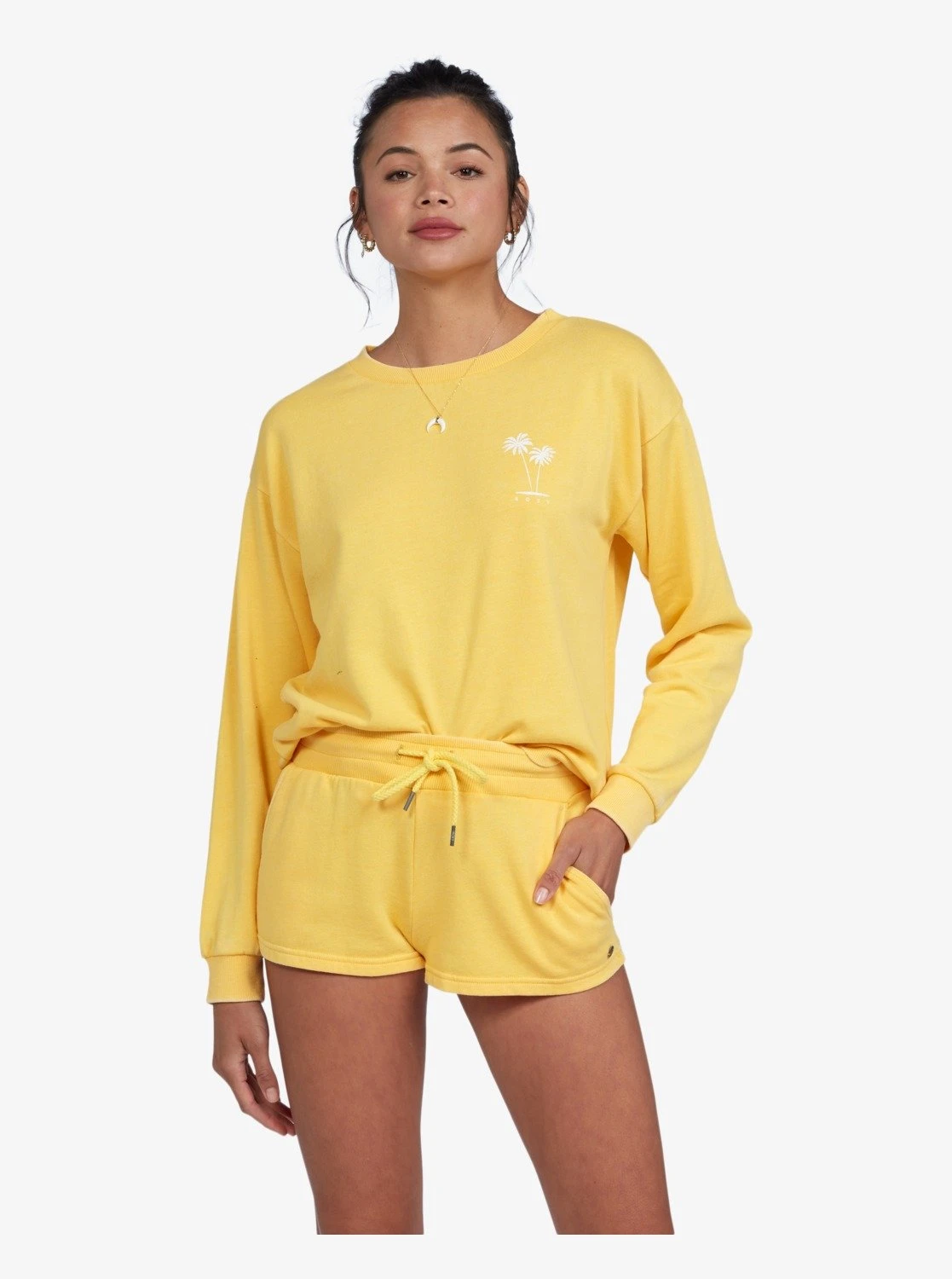 Roxy Check Out Sweat Shorts In Banana Cream Shorts 3 Roxy Check Out Sweat Shorts In Banana Cream Shorts