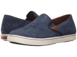 OluKai Pehuea Leather (trench Blue Honu/trench Blue)